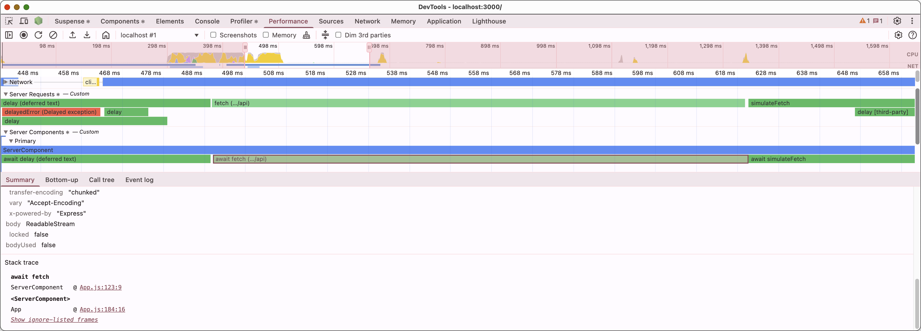 React Server Performance Tracks